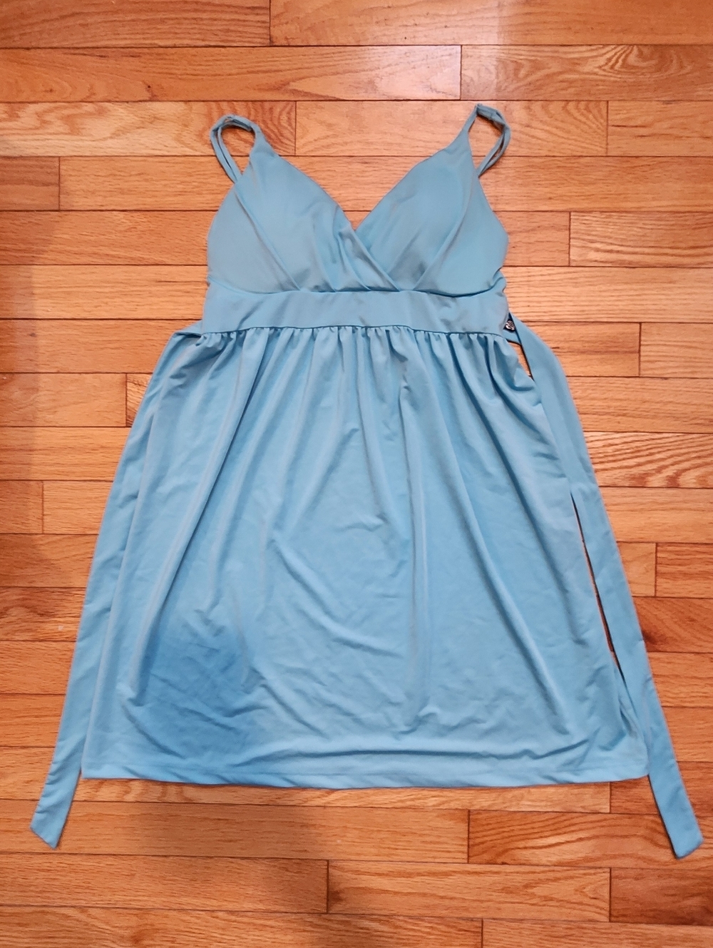 Blue V-Neck Swim Wear Mini Dress